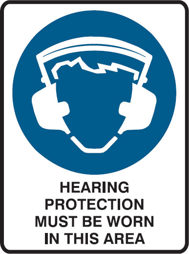 Mandatory Signs - Hearing Protection Must Be Worn In This Area, 450mm (W) x 600mm (H), Self Adhesive Polypropylene