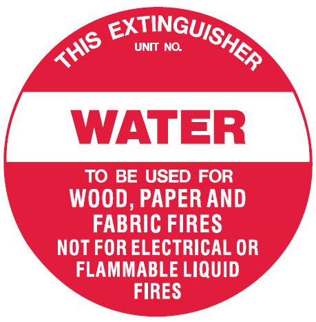 Fire Extinguisher Signs - Water Fire Extinguisher, 200mm Dia