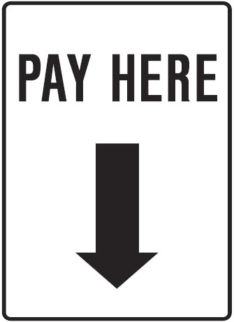 Car Park Station Signs - Pay Here, Class 2 Reflective Aluminium, 600mm x 450mm (H x W)