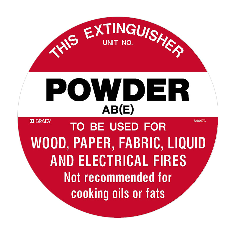 Fire Safety Marker Disc - This Extinguisher Powder AB(E) To Be Used For Wood ... - 200mm Dia