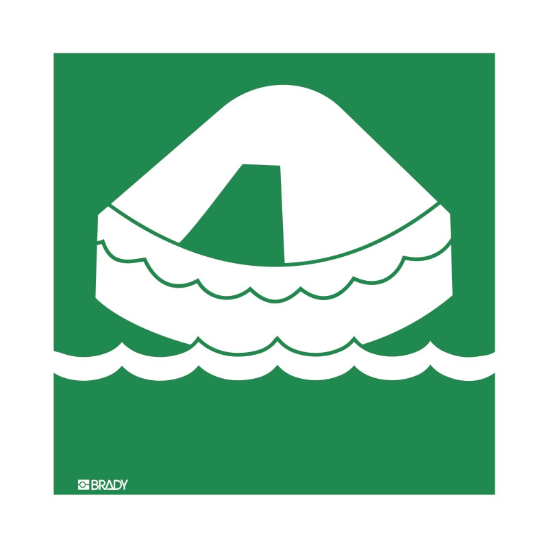 Fire And Evacuation Signs - Safety Raft Pictogram, Self Adhesive Polyester