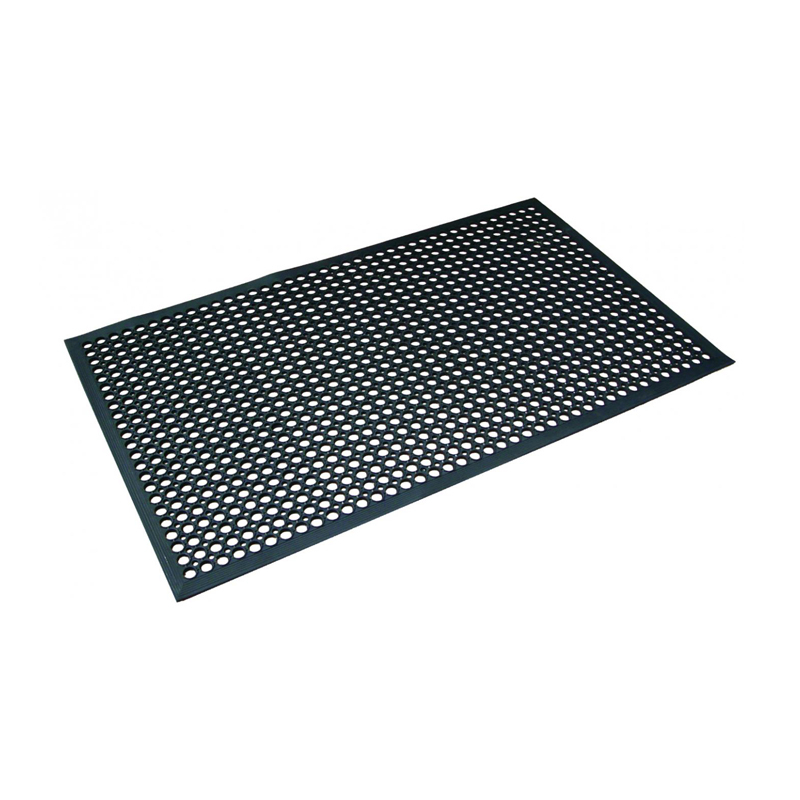 Mattek Safety Cushion Wet Area Anti-Fatigue Mat With Holes, Rubber, 900mm (W) x 1500mm (L), Black
