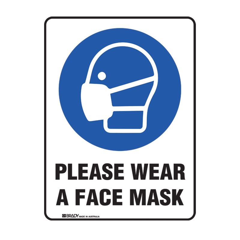 Please Wear a Face Mask Sign - Multiflute Corrugated Plastic, 450mm x 300mm (H x W)