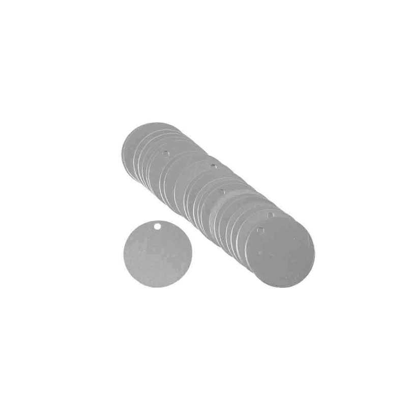 Blank Aluminium Round Valve Tags, 38.1mm (W) x 38.1mm (H), Pack of 25