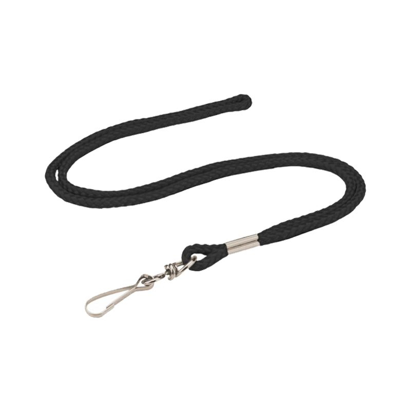 Lanyard Cord with Swivel Hook, 3mm, Black, Pack 50