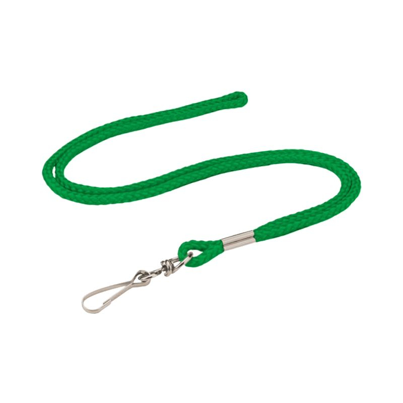 Lanyard Cord with Swivel Hook, 3mm, Green, Pack 50