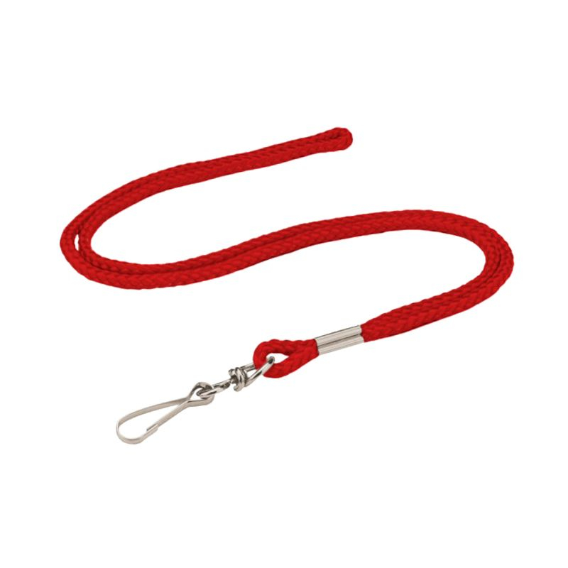 Lanyard Cord with Swivel Hook, 3mm, Red, Pack 50