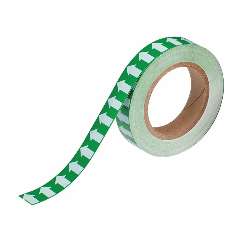 White Arrows on Green Tape - 25mm x 27m Length